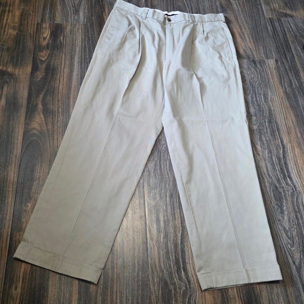 Brooks Brothers Advantage Chino Elliot Khaki Pleated Cuffed Mens Pants 38x30